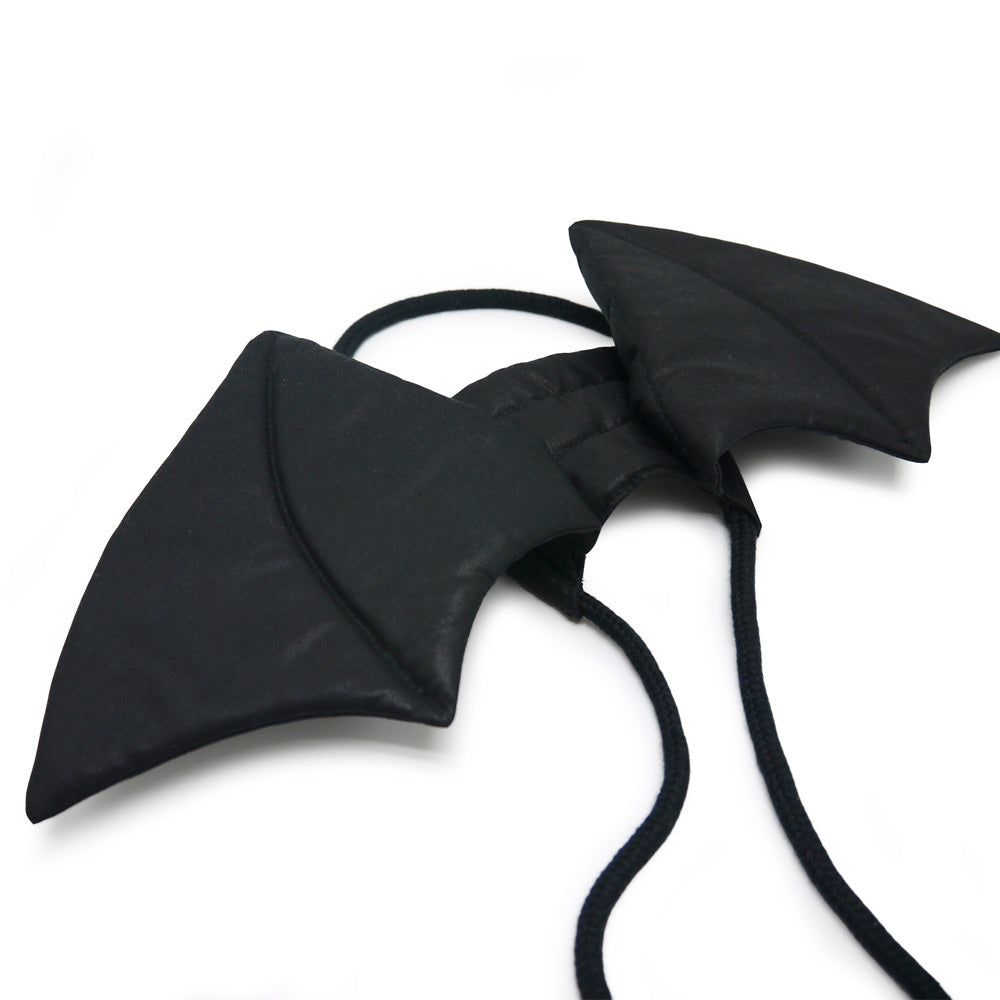 Black padded dragon wings accessory with neck loop and shoulder ties