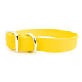 Yellow waterproof dog collar with silver metal buckle