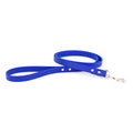 Blue waterproof dog leash with metal clasp and silver rings