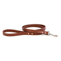 Brown waterproof dog leash with metal clip and chain ring, matching handle loop