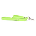 Lime green waterproof dog leash with silver clasp and grommets