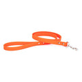 Orange waterproof dog leash with metal clasp and reinforced eyelets