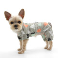 Gray winter pet pajama with pine tree and forest graphic print, long sleeves