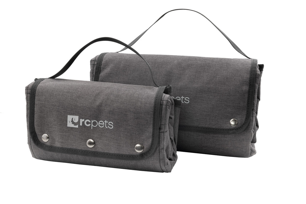 Gray RC Pets dog travel mat rolled and folded with carry handle