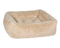 Fluffernutter dog bed, cream shag plush base with raised sides