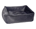 Franklin gray cushioned dog bed with raised bolster sides and padded base