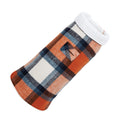 Up Country shacket-style dog coat, orange plaid with white sherpa collar