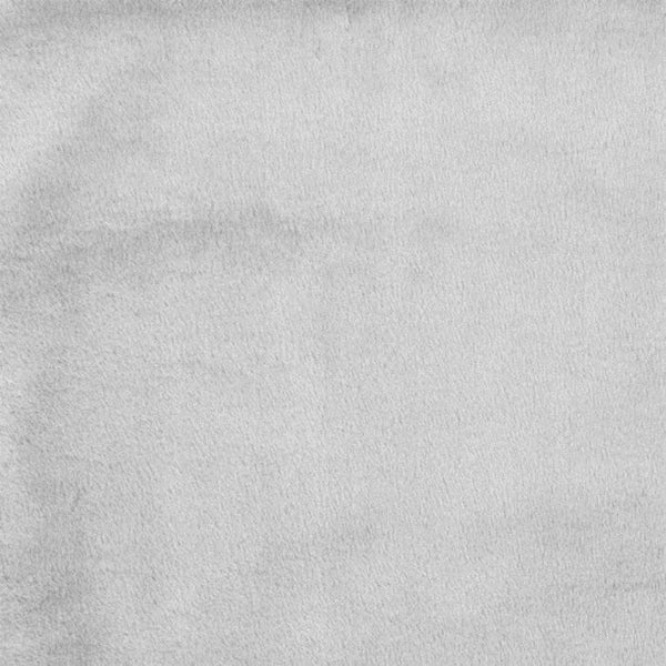 Close-up of light grey faux fur dog blanket pile texture