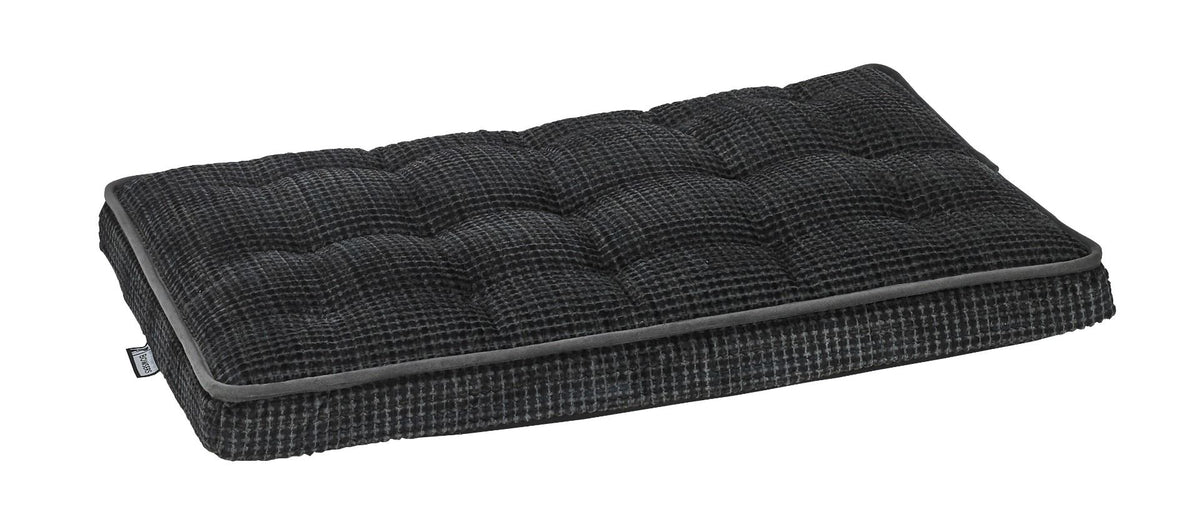 Iron Mountain luxury crate mattress with textured dark quilted fabric top