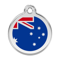 Red Dingo round stainless steel dog ID tag with enamel Australian flag