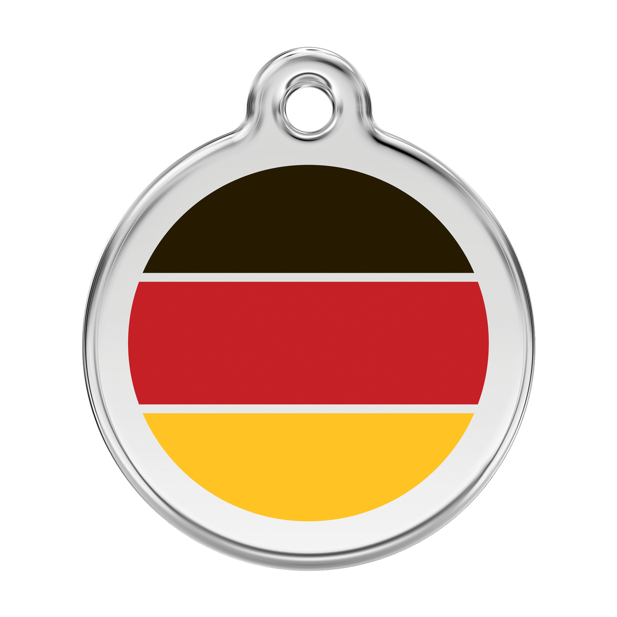Stainless steel dog ID tag with German flag enamel design and hanging hole