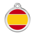 Red Dingo stainless steel enamel Spanish flag dog ID tag with round emblem