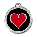 Stainless steel dog ID tag with black enamel and red heart