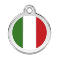Italian flag enamel dog ID tag with stainless steel round ring