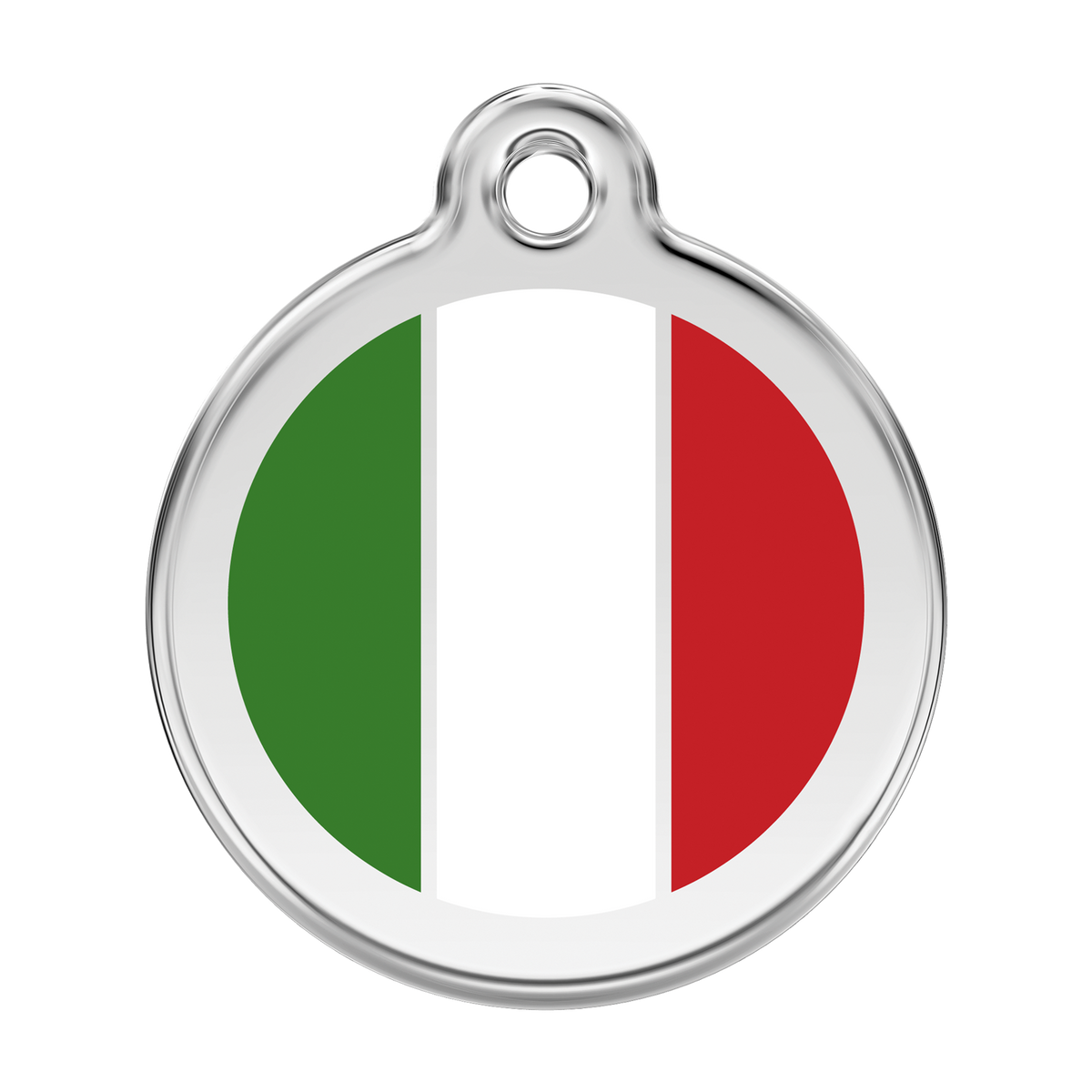 Italian flag enamel dog ID tag with stainless steel round ring