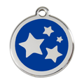 Stainless steel dog ID tag with blue enamel star and dog icons