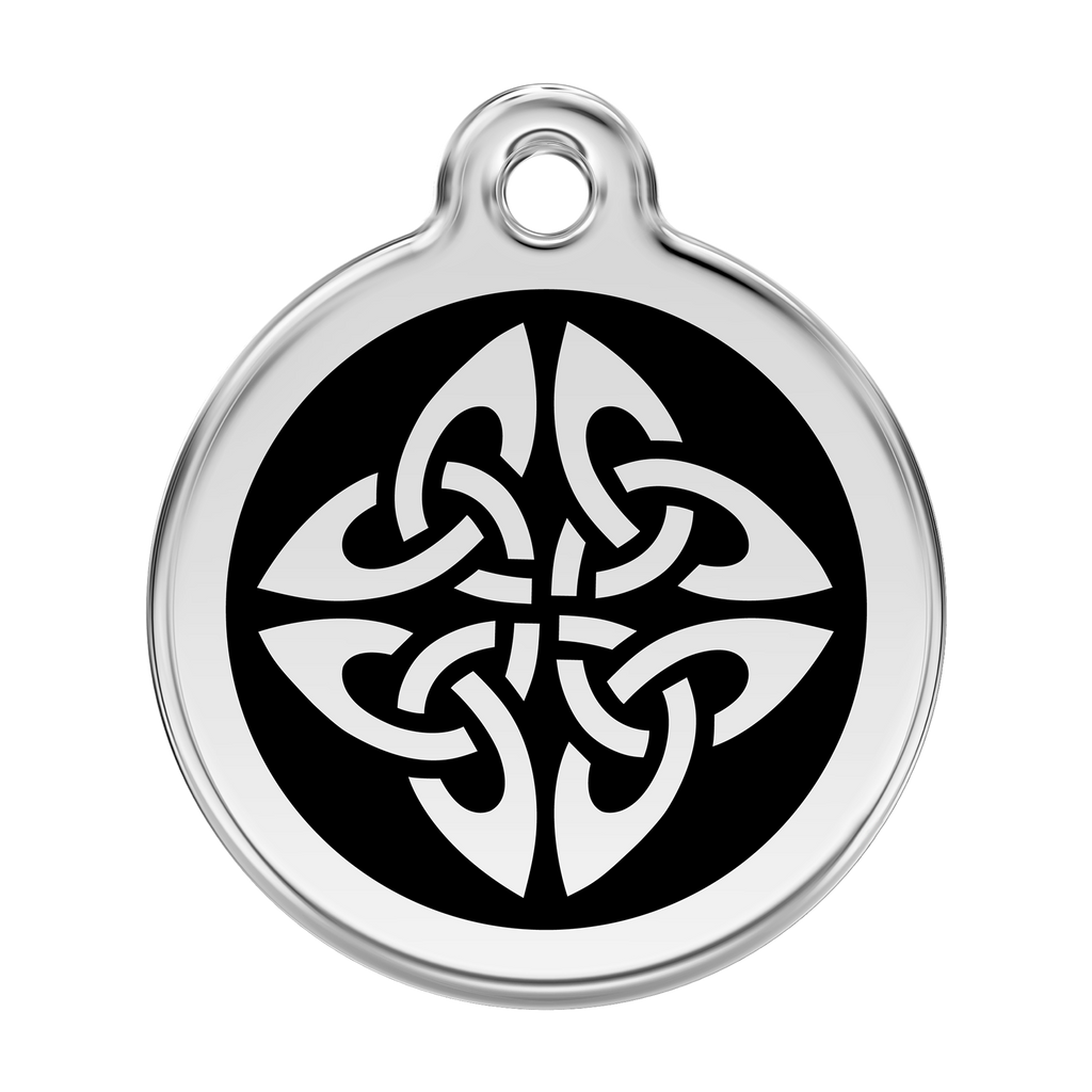 Red Dingo dog ID tag with black enamel tribal arrows emblem
