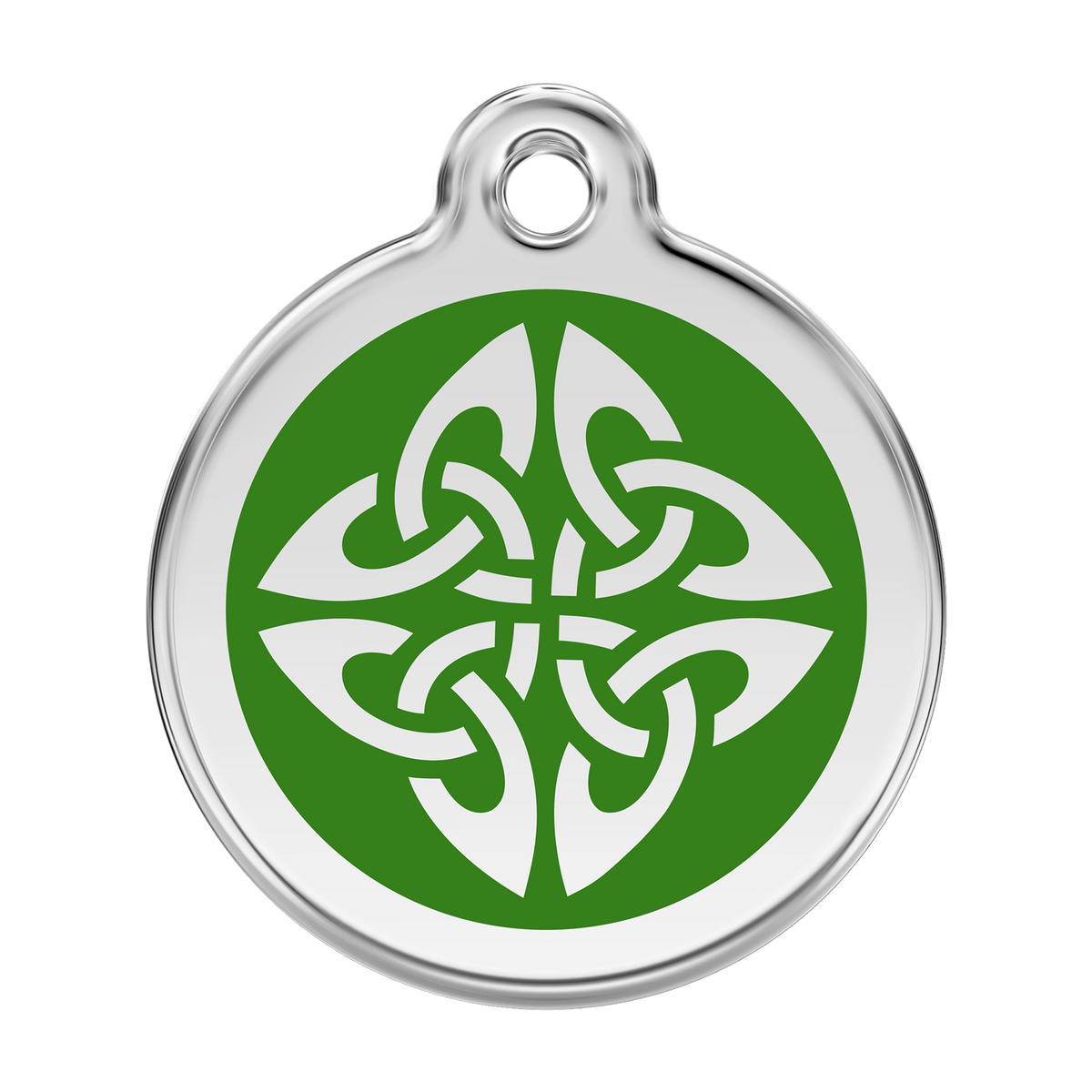 Red Dingo dog ID tag with green enamel tribal arrows emblem