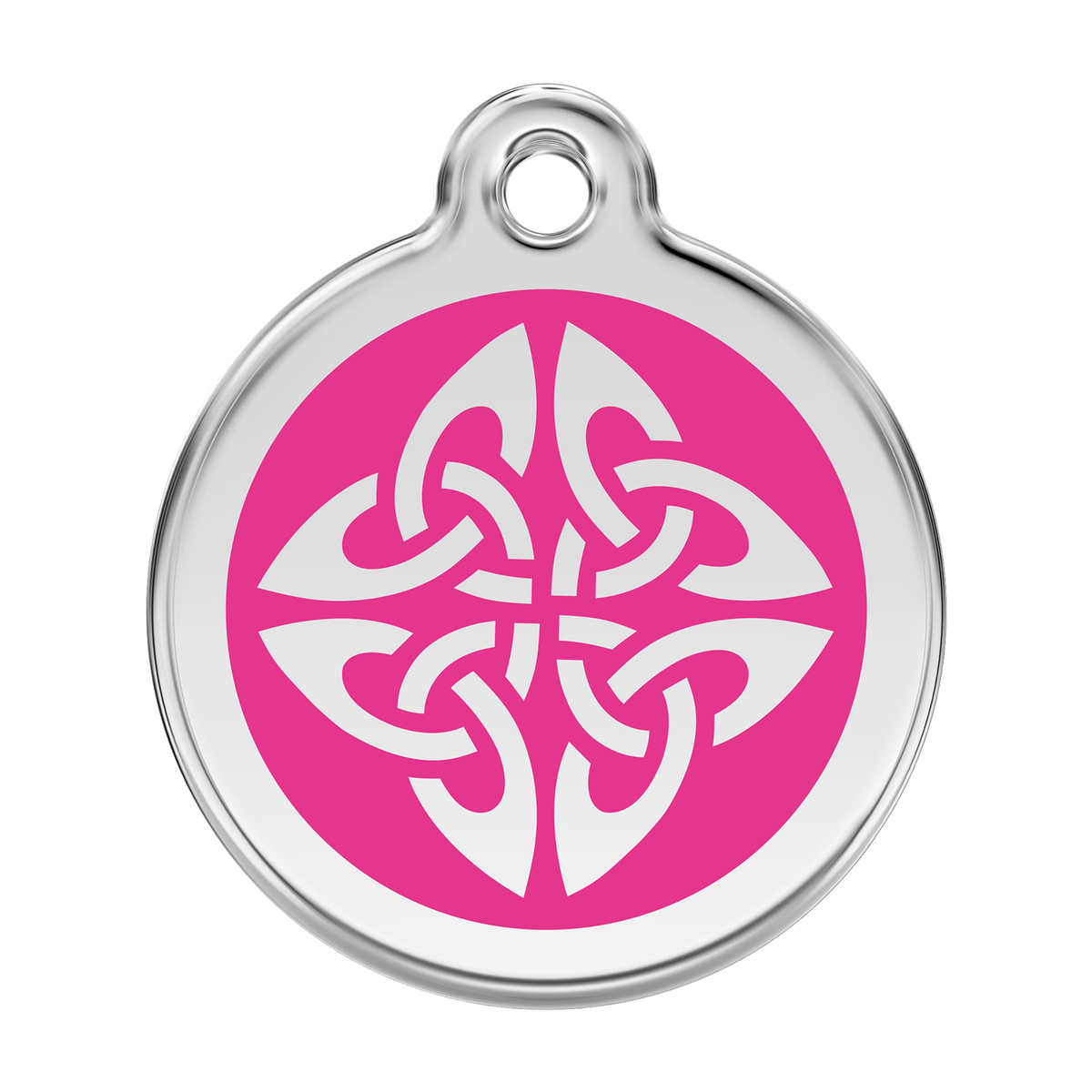 Red Dingo dog ID tag with hot pink enamel tribal arrows emblem