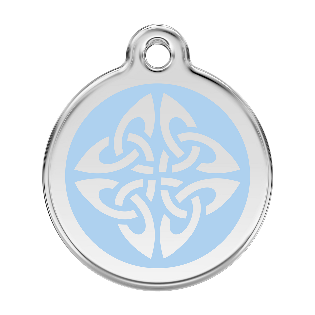 Red Dingo dog ID tag with light blue enamel tribal arrows emblem