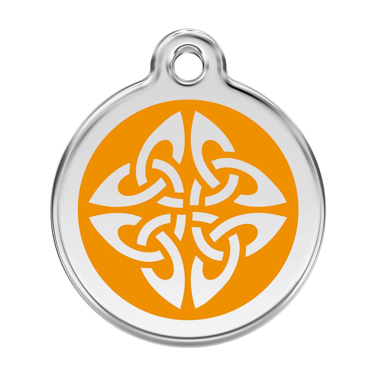 Red Dingo dog ID tag with orange enamel tribal arrows emblem