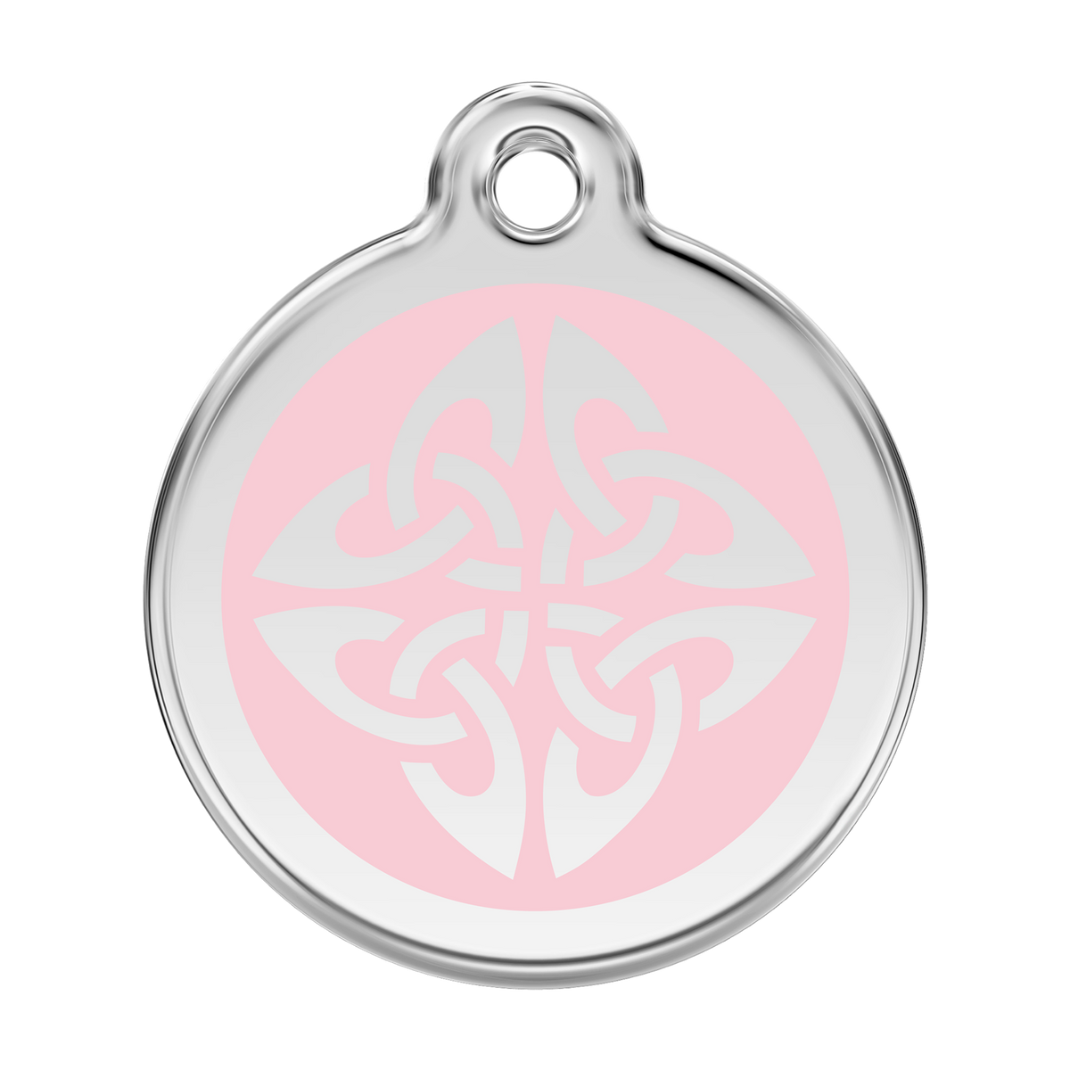 Red Dingo dog ID tag with light pink enamel tribal arrows emblem