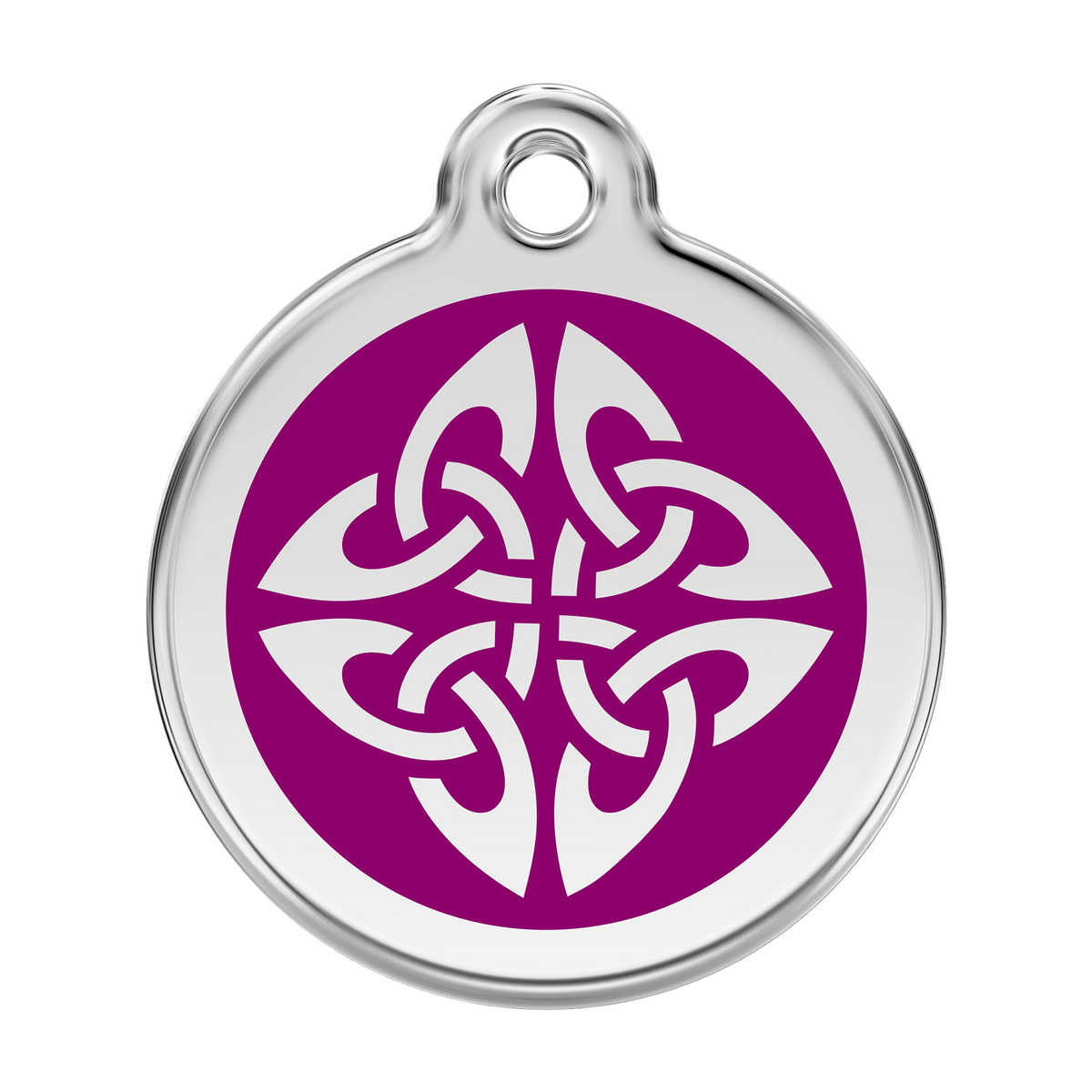 Red Dingo dog ID tag with purple enamel tribal arrows emblem