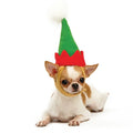 Green elf hat with red brim for dogs, soft fabric and pom
