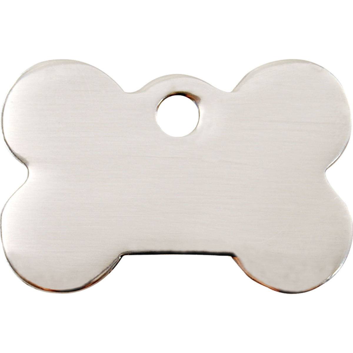 Red Dingo stainless steel dog tag, flat bone shape with attachment hole