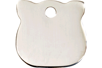 Stainless steel cat head-shaped pet ID tag with round top hole