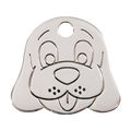 Red Dingo stainless steel dog tag with dog face engraving and round hole