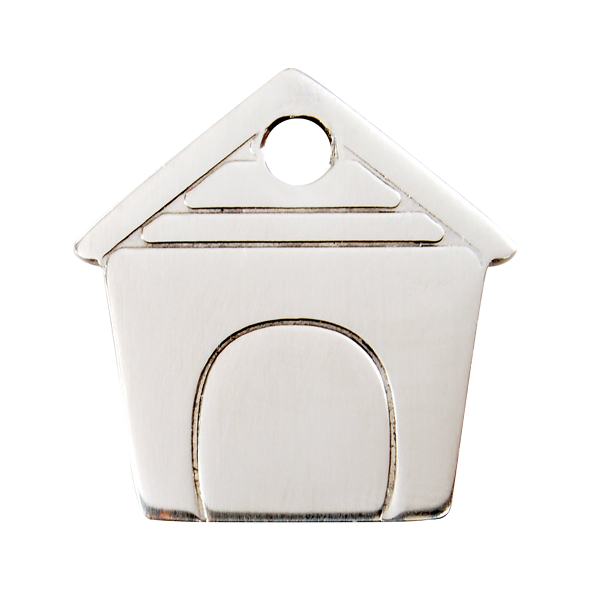 Red Dingo house-shaped stainless steel dog ID tag with top hole