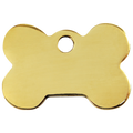Bone-shaped brass dog ID tag with round hole for a leash ring