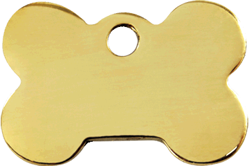 Red Dingo brass bone-shaped dog ID tag with round hanging hole