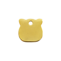 Cat-shaped brass pet ID tag with round hole, flat back