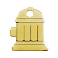 Red Dingo brass fire hydrant-shaped dog ID tag front detail