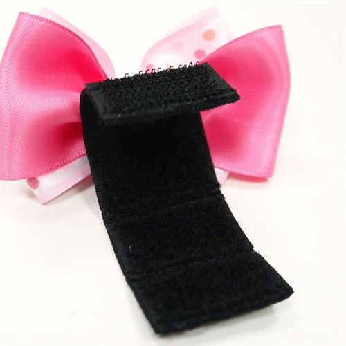 Black fabric dog bow tie clip with hook-and-loop backing