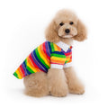 Rainbow striped polo shirt for dogs with white collar and button placket