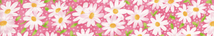 Pink fabric with white and yellow daisies pattern for dog collar