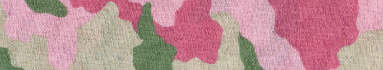Pink camouflage fabric close-up for dog collar with green and gray patches.
