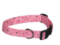 Elmo's Closet sprinkles dog collar, pink with multicolor square pattern and black buckle