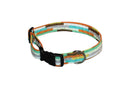 Wood plank pattern dog collar with black buckle and metal D-ring