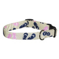 Elmo's Closet Sandy Toes dog collar with cartoon whale print, adjustable buckle