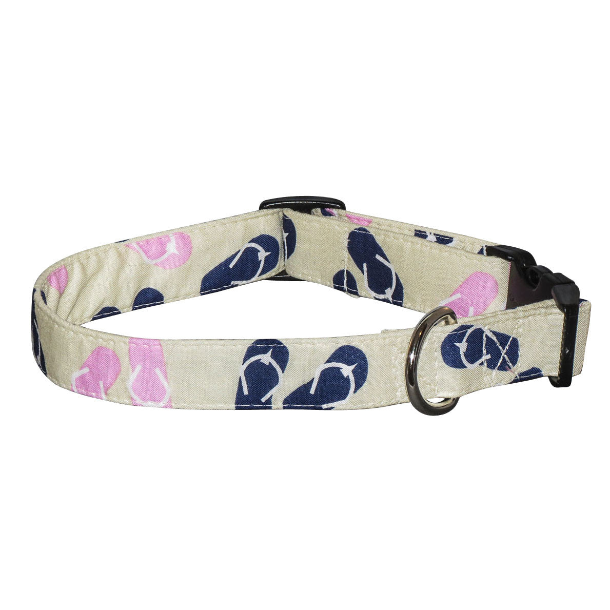 Elmo's Closet Sandy Toes dog collar with cartoon whale print, adjustable buckle
