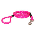 Pink reflective rope dog leash with metal clasp