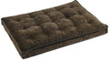 Brown quilted dog crate mattress with plush cushioned top and stitched edges
