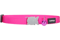 Hot pink designer cat safety collar with bell and Red Dingo clasp