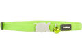 Red Dingo designer cat safety collar, lime green fabric with cat charm and bell