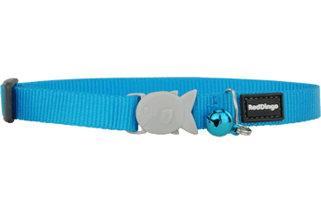 Red Dingo turquoise cat safety collar with fish charm, bell and adjustable clasp