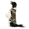 Camouflage fleece dog pullover sweater in hunter green; sleeveless style